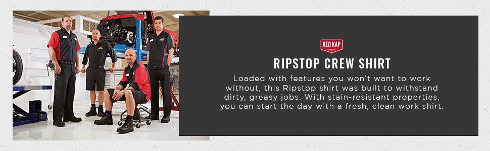 ripstop crew shirt, crew work shirt, red kap ripstop crew workshirt