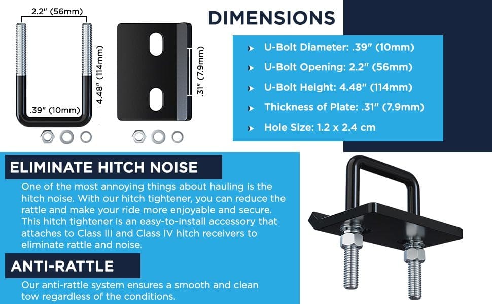 Anti-rattle system ensures a smooth tow for Class III and Class IV hitch receivers