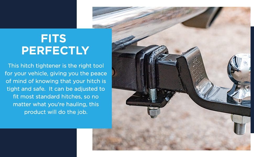 anti-wobble hitch tightener for any vehicle, car, truck, or SUV with standard hitch