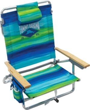 Tommy Bahama 5-Position Classic Lay Flat Folding Backpack Beach Chair